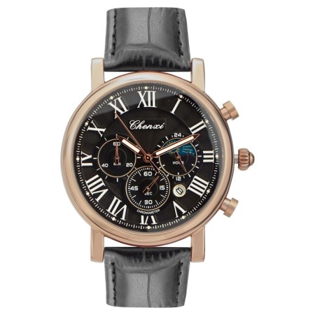 Men's watches, with a calendar, chronograph, D-4.4 cm, L-24 cm strap, black