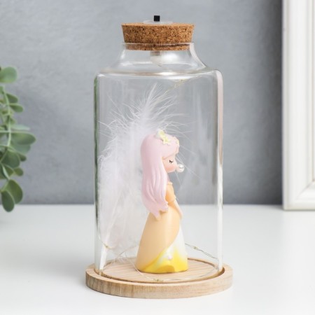 Souvenir Polystone Light "Girl with pink hair, ears and pen" 10x10x17.5 cm-1