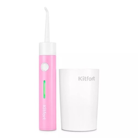 Irrigator KitFort KT-2957-1, portable, 320 ml, 3 modes, 2 nozzles, from battery, white-pink