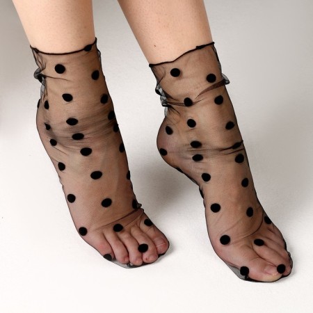 Carnival accessory, socks, black in polka dots