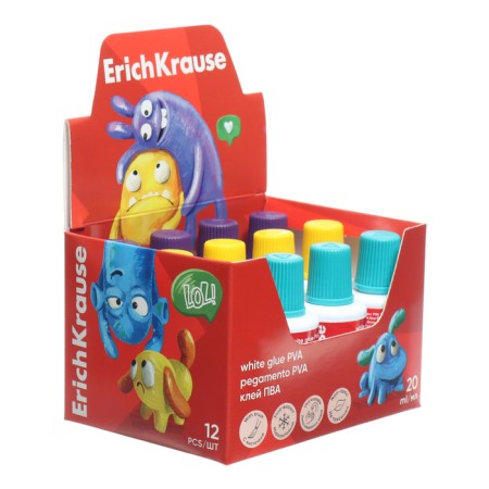 PVA glue 20 ml, Erichkrause, EasyStick, Jolly Friends, Mix brush-1