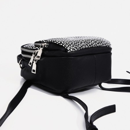 Women's backpack-mini on lightning, external pocket, Medvedkovo, black color-3