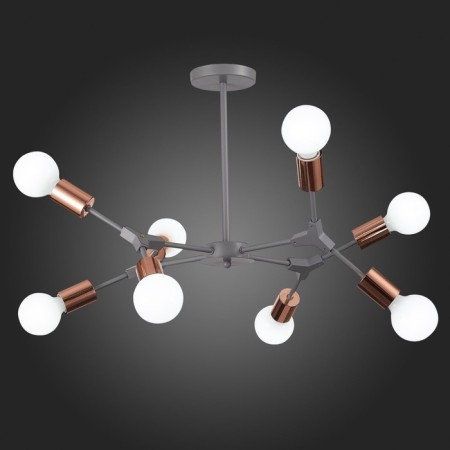 Ceiling EVOLUCE lamp. Sle106403-08. Palare. 8x60 watts, E27, 69.5x69.5x35.5 cm, gray color, pink gold-7