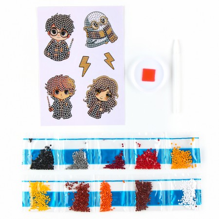 Diamond mosaic-sticker with partial filling for children "Young Wizards", a set for creativity-2