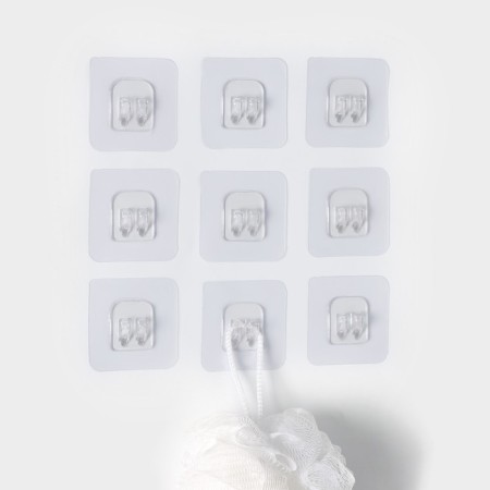 A hook self -adhesive for rods, a transparent base, 5.6 × 5.6 cm, 10 pcs-1