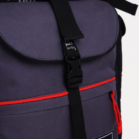 Tourist backpack on the valve, TAIF, 65 l, 3 external pockets, black/gray color-4
