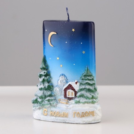 Candle - cylinder "Happy New Year!", 4x8x10.5 cm-2