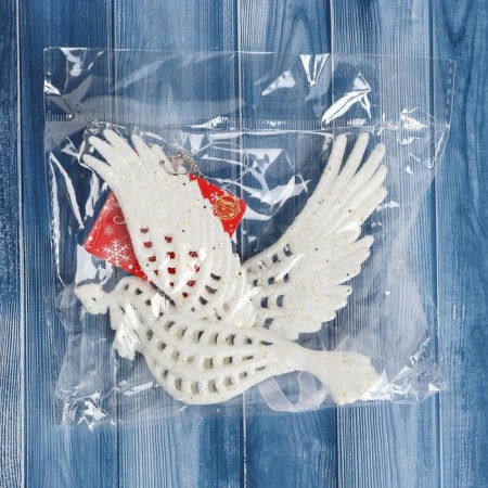Christmas tree decoration "Dove with a branch" 12.5x1.5 cm, white-2