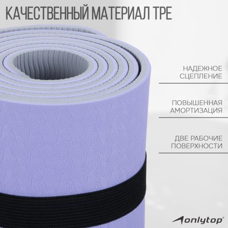 Fitness and yoga mat, 183x61x0.6 cm, gray/purple color-1