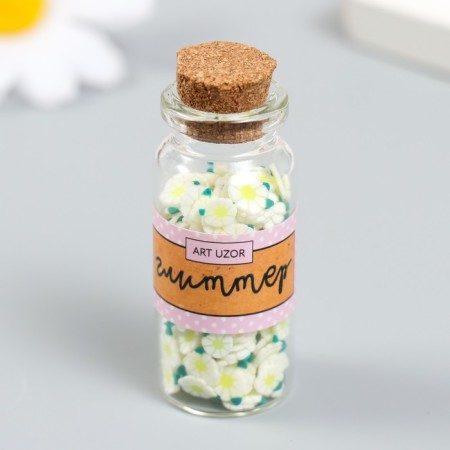 Decor for creativity Plastic "Flower. Beli-green chamomile" Set 8 g 5x2x2 cm