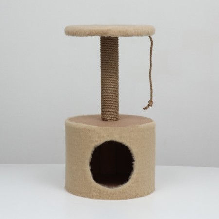 House for cats with a claw of a round, jute, 35 x 35 x 64 cm, beige-4