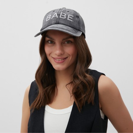 Women's cap with rhinestones Mist Babe, Black, p. 56-58-1