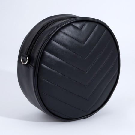 Women's Bag round of artificial leather, 18x18 cm, black color-3