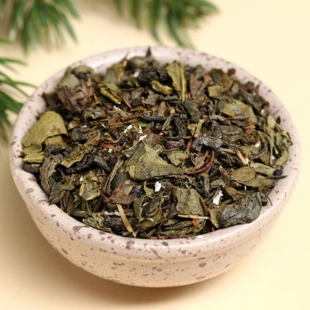 New Year! Green tea "Welcome", taste: mint and coconut chips, 50 g.-2