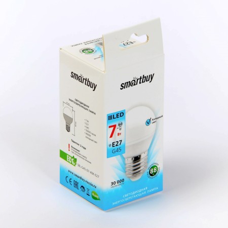 Smartbuy, E27, G45, 7 W, 4000 K, daylight white light lamp-1
