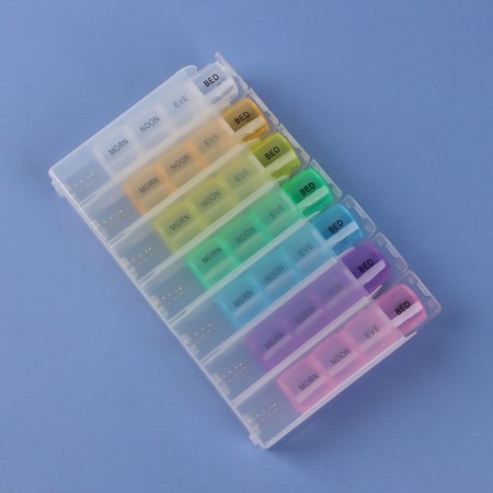 Airman - Organizer "Week", English letters, morning/day/evening/night, 10 × 20 × 3 cm, 7 containers of 4 sections, multi -colored-3