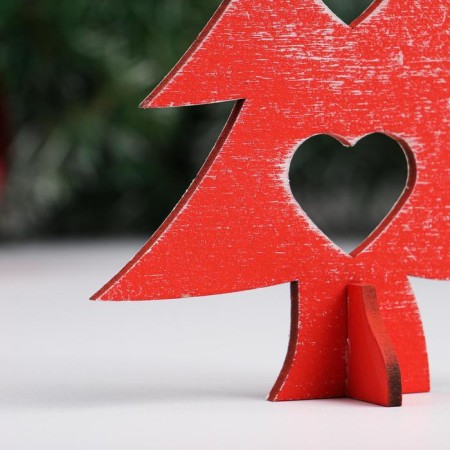 Wooden souvenir "Fir tree with a heart", 15 cm. Red-1