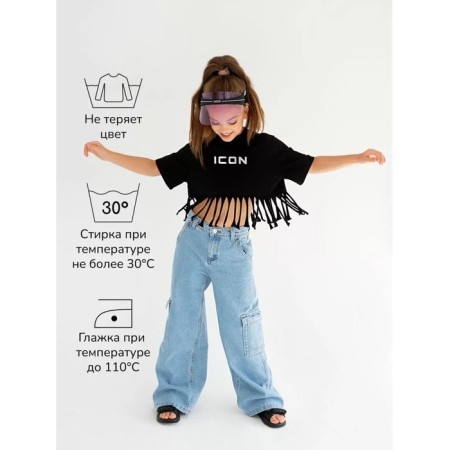 T -shirt for girls, height 128 cm, black color-4