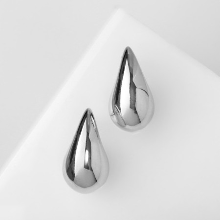 Earrings Plastic "drop" curved swing, color silver-2