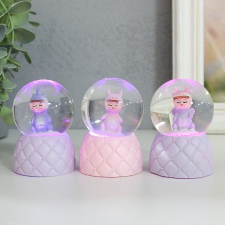 Souvenir Polystone Water Ball Light "Baby Dinosaurus" MIX 4x4x6.7 cm-1