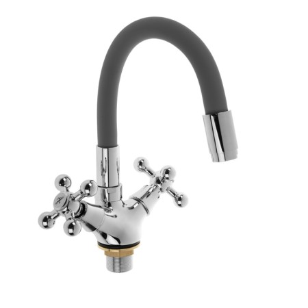 ACCOONA A9871T kitchen mixer, two -wound, silicone spout, silumin, gray/chrome