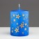 Candle - a cylinder with patterns "Stars", 5.6x8 cm, blue with gold