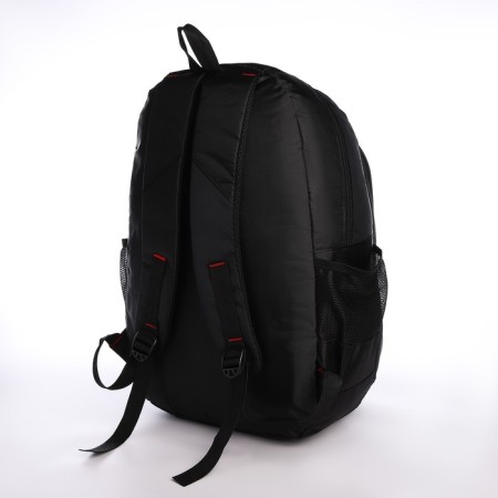 School backpack from textiles with a zipper, 4 pockets, black color-3