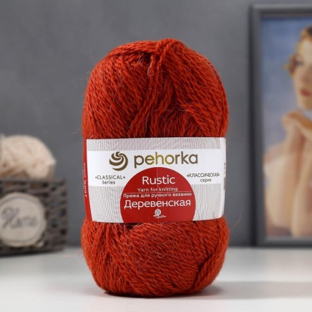Yarn "village" 100% half-carbonated wool 250m/100g (30-sv. Terracot)-3