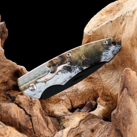 Folding "Bear on Hunting" 12.6cm, blade 70mm/2.3 mm, in a gift box-4
