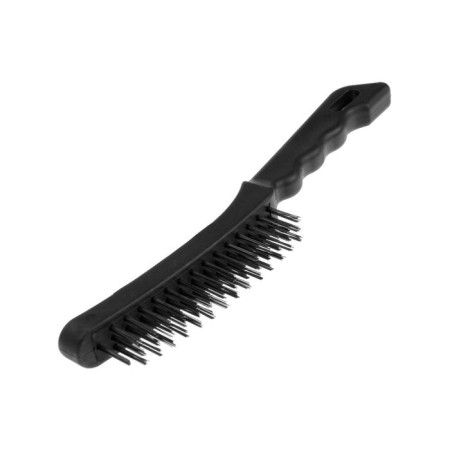 Metallic manual scrap brush, plastic handle, 3-row-5