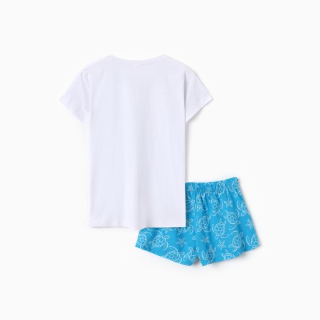 Female home set (T -shirt, shorts) "Turtles", white/blue color, size 46-4
