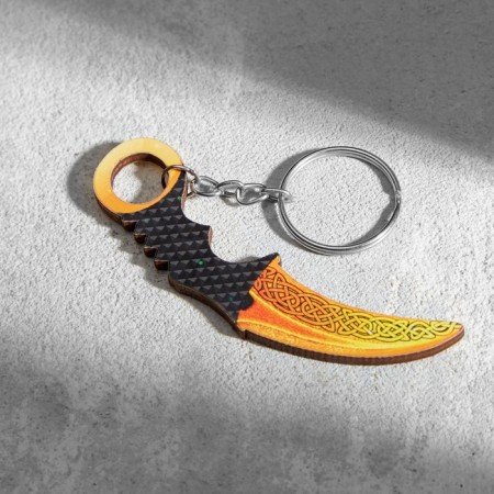 Wooden keychain "Cerambit" 8x3 cm yellow-1
