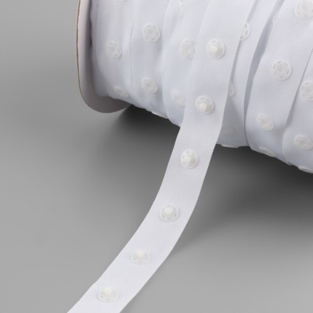 Braid with buttons, 25-25 mm, 17 mm × 45 ± 1 m, white color-3