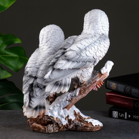 Garden figure "Owls Two sitting on a branch" 32cm-3