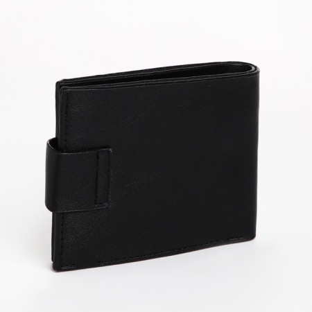 Male purse for magnet, department for bills, for maps, for coins, black color-1