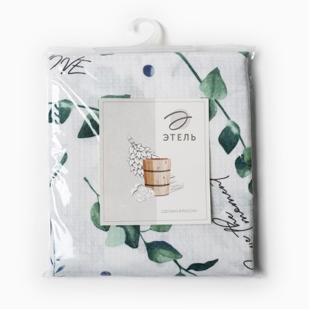 Bath sheet "Eucalypt" 150x180 ± 5 cm, 100% cotton, waffle canvas, 160 g/m2-4