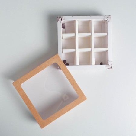 Box for sweets, confectionery packaging, 9 cells, Special for You, 14.5 x 14.5 x 3.5 cm-5