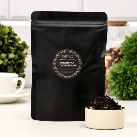 Black tea "Strawberry with cream", 50 g
