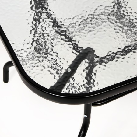 Set of garden furniture: square table and 2 black chairs-2