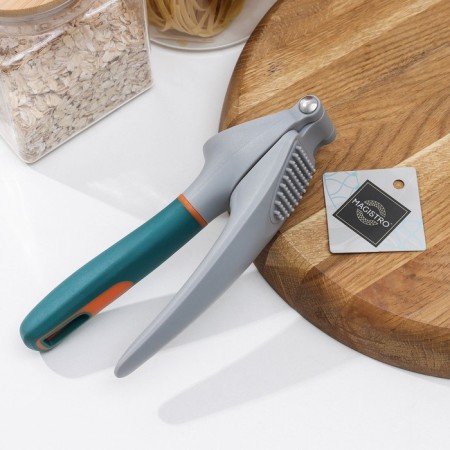 Magistro Coral garlic press 20.2 × 4.2 × 6.5 cm, green color, gray-3