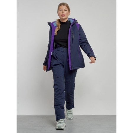 Ski costume female winter, size 44, dark blue color-4