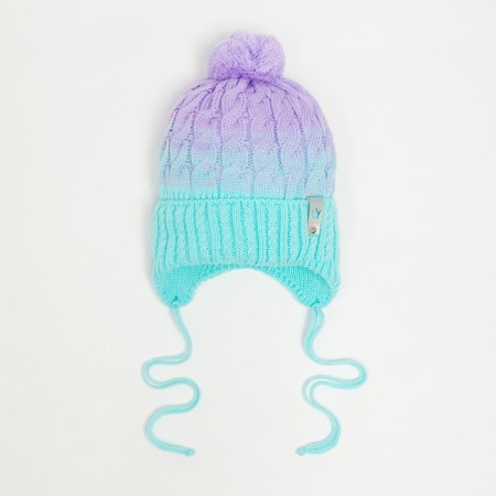 Hat for girls, lilac/mint color, size 44-47 cm