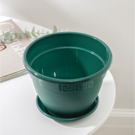 Pot for flowers with a pallet "Antik", 1.6 l, d = 17 cm, color malachite-2