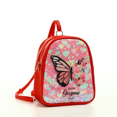 Children's backpack 20*9*22.5, lightning department, butterfly, red
