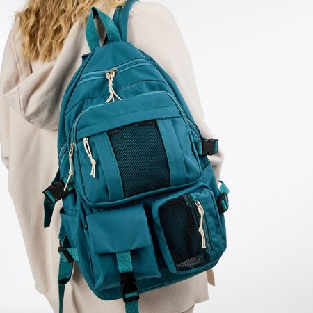 School backpack on lightning, 5 outer pockets, blue color-5