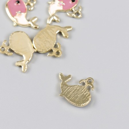 Decor for creativity metal, enamel, rhinestone "Kit with a fountain" gold 2x1.4 cm-1