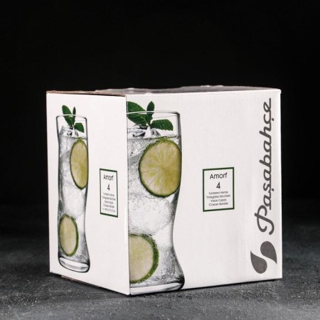 Glasses Amorf, 400 ml, set 4 pcs., Glass, transparent-1