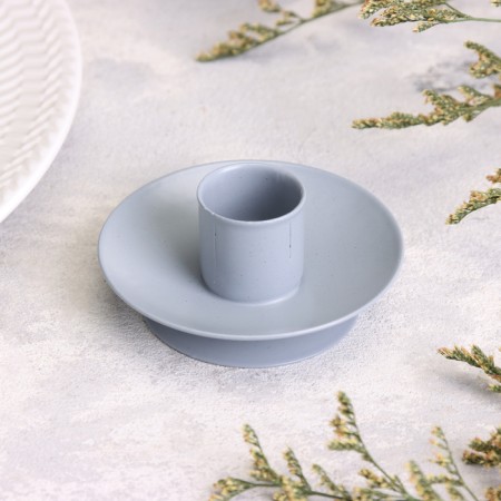 Lotus 2N candlestick Metal per 1 candle, 7.5x2.5 cm, gray-1