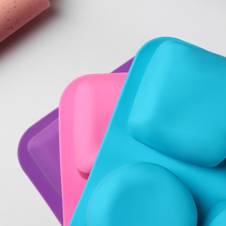 Silicone form for baking “Figures and Heart”, 16 × 17 cm, 4 cells (7 × 7 cm), Mix color-4