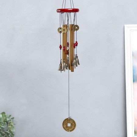 Wind Music Metal "Coin" 4 tubes 5 bells 60x8.3 cm